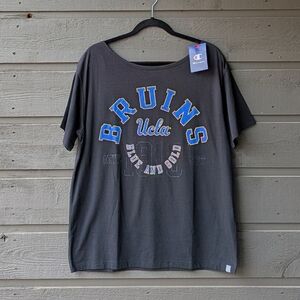 NWT UCLA Bruins Wide Neck Oversized Fit Tee Women Size Medium Black Blue Yellow
